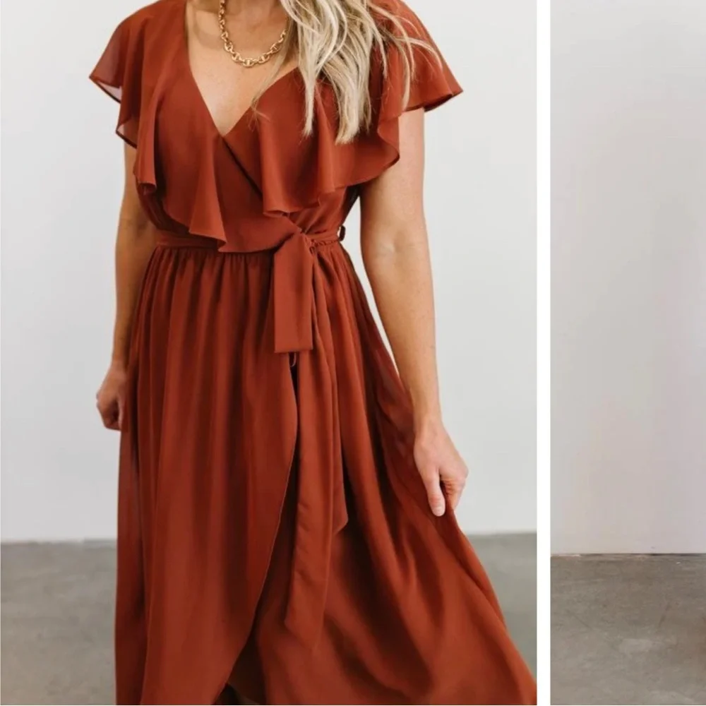 Katya Ruffle Maxi Dress color Rust -Medium - Picture 4 of 5